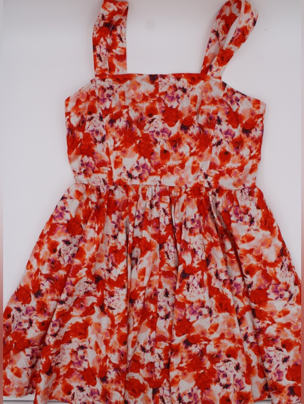 Chelsea28 Floral Fit & Flare Dress Red Coral Pink Purple Size M - Picture 3 of 8